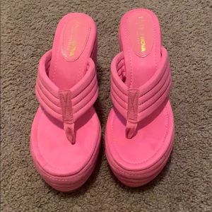 Dark pink platform sandals
